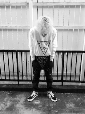 「Guess（ゲス）のアイテム（オールインワン・サロペット）」を使った、®️ioさん（メンズ・165cm）の春コーディネート