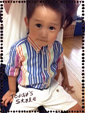 「POLO RALPH LAUREN（ポロ ラルフ ローレン）のアイテム（シャツ/ブラウス、その他）」を使った、すけさんさん（キッズ・80cm）の夏コーディネート