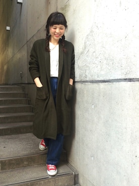 「My Fav. CHILD WOMAN（マイファブチャイルドウーマン）のアイテム（デニムパンツ）」を使った、TSUNOさん（レディース・160cm）の秋コーディネート