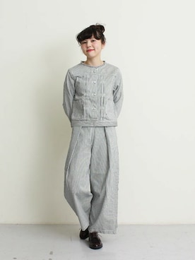 「ヒッコリー」｜「アイテム（ノーカラージャケット）」を使った、TSUNOさん（レディース・160cm）の春コーディネート