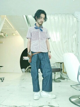 「ホワイトスニーカー」｜「アイテム（アナログ腕時計）」を使った、Yuta Imamuraさん（メンズ・172cm）の夏コーディネート
