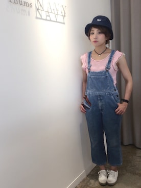 「赤のボーダー」｜R☆eさん（レディース・156cm）の夏コーディネート