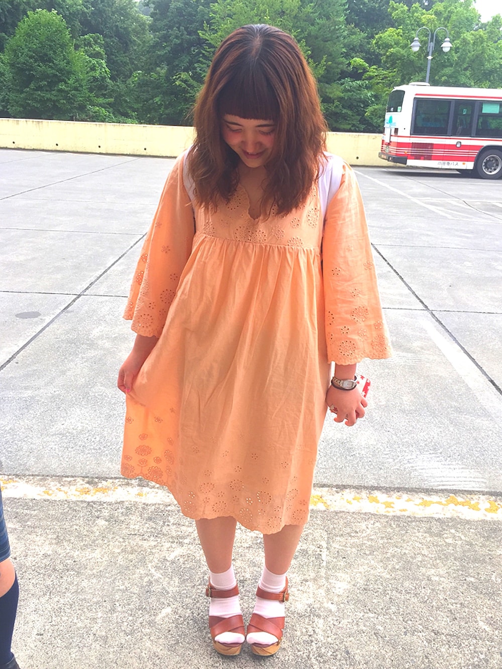 「お気に入り、夏」｜「Crispのアイテム（ワンピース、オレンジ系）」を使った、まゆまる。さん（レディース・149cm）の夏コーディネートの1枚目の写真