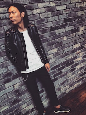 「Saint Laurent（サンローラン）のアイテム（ジャケット/アウター）」を使った、T.S.Uさん（メンズ・165cm）の秋コーディネート