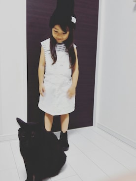 「Right-on（ライトオン）のアイテム（ジャンパースカート）」を使った、Sumina*°さん（キッズ・100cm）の秋コーディネート