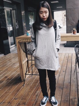 「Ed Hardy（エドハーディー）のアイテム（バッグ）」を使った、芸芸さん（レディース・162cm）の冬コーディネート