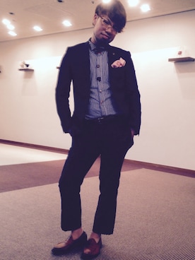 「アイテム（スーツジャケット）」を使った、キタダテツジさん（メンズ・173cm）の冬コーディネート