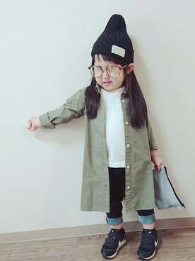 「アイテム（シャツワンピース）」を使った、keeikiii♡さん（キッズ・90cm）の春コーディネート