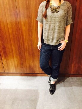 「GreadyBrilliantのアイテム（ニット/セーター、グレー系）」を使った、izumiiさん（レディース）の春コーディネート