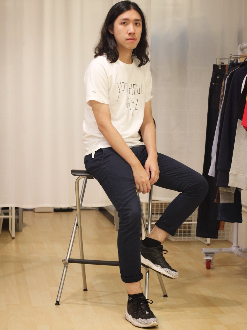 「(W)TAPS、TOPMAN、PUMA」｜「WTAPSのアイテム（Tシャツ/カットソー、ホワイト系）」を使った、CHAPCHIMSIさん（メンズ・178cm）の秋コーディネートの1枚目の写真
