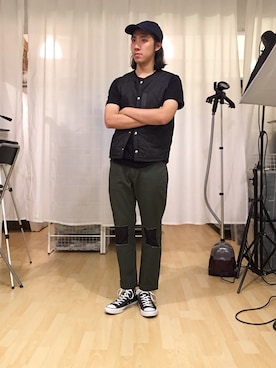 「allstar」｜「アイテム（ダウンベスト）」を使った、CHAPCHIMSIさん（メンズ・178cm）の秋コーディネート