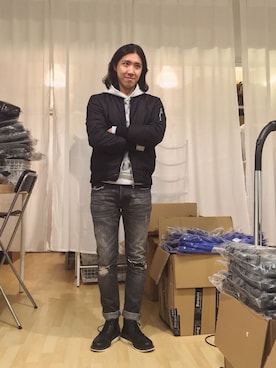 「sweatshirt」｜「アイテム（ジャケット/アウター）」を使った、CHAPCHIMSIさん（メンズ・178cm）の秋コーディネート