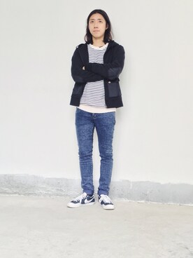 「PULL&BEAR（プルアンドベア）のアイテム（ニット/セーター）」を使った、CHAPCHIMSIさん（メンズ・178cm）の冬コーディネート