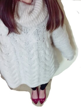 「Ungrid（アングリッド）の【Casual】ﾀｰﾄﾙｹｰﾌﾞﾙﾙｰｽﾞﾆｯﾄ（ニット/セーター）」を使った、Mimiさん（レディース・151cm）の秋コーディネート