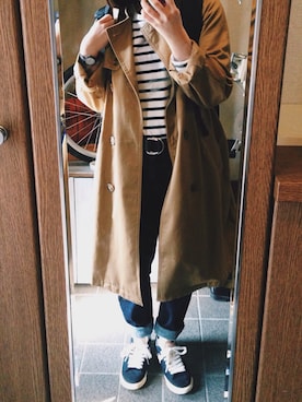 「w closet」｜「アイテム（トレンチコート）」を使った、yunaさん（レディース・156cm）の春コーディネート