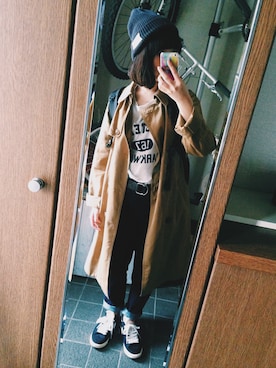 「w closet」｜「アイテム（トレンチコート）」を使った、yunaさん（レディース・156cm）の春コーディネート