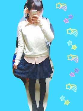 「ネイビー×ピンク」｜「アイテム（アクセサリー）」を使った、しずかさん（レディース・154cm）の冬コーディネート