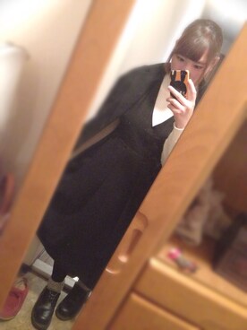 「Dr. Martens（ドクターマーチン）のDr.Martens (ドクターマーチン)/1461 3EYE GIBSON SHOES（その他シューズ）」を使った、柚木 若葉さん（レディース・150cm）の冬コーディネート