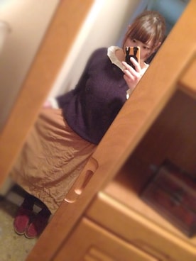 「アイテム（ダッフルコート、オレンジ系）」を使った、柚木 若葉さん（レディース・150cm）の冬コーディネート