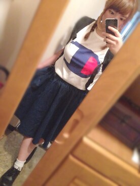 「URBAN RESEARCH（アーバンリサーチ）のアイテム（デニムスカート）」を使った、柚木 若葉さん（レディース・150cm）の夏コーディネート