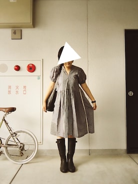 「tricot COMME des GARCONS（トリココムデギャルソン）のアイテム（ワンピース）」を使った、まるまるさん（レディース・155cm）の夏コーディネート