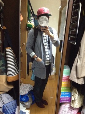 「HERE'S（HERE'S）のアイテム（その他アウター）」を使った、PACさん（メンズ・170cm）の秋コーディネート