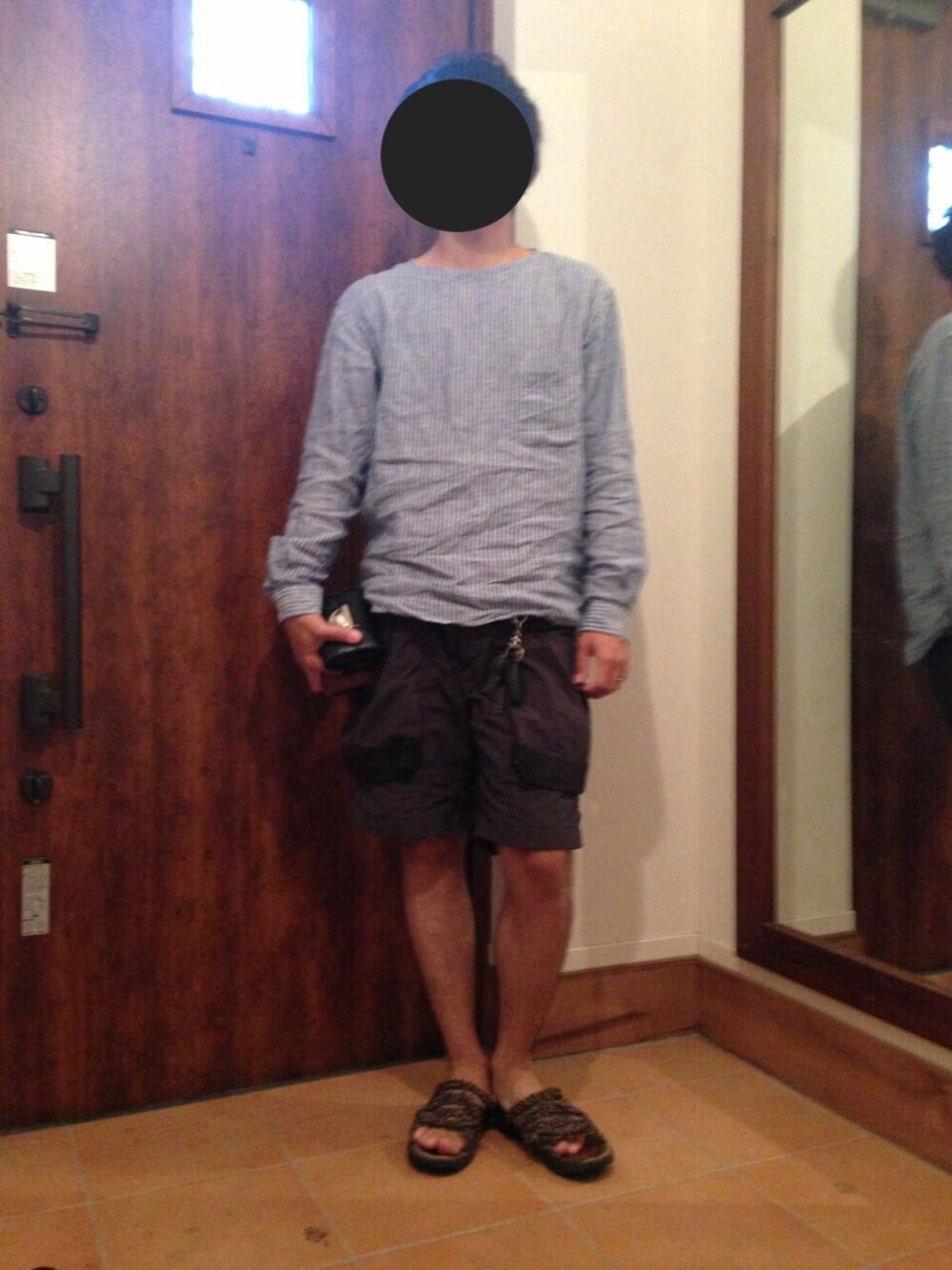 「Steven Alan、TROVE、ショーツ、ストライプ、プルオーバー」｜「Steven Alanの＜steven alan＞ LIN/OX ST P/OVER SHT/ｼｬﾂ（シャツ/ブラウス、ブルー系）」を使った、たかうじさん（メンズ・170cm）の夏コーディネートの1枚目の写真