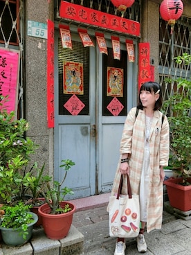 「ehka sopo（エヘカソポ）のアイテム（ピーコート）」を使った、ドドちゃんさん（レディース・148cm）の春コーディネート