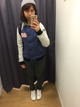 「PUMA」｜「アイテム（ノーカラージャケット）」を使った、sayukiiさん（レディース・155cm）の春コーディネート