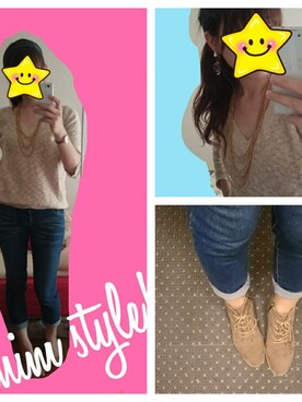 「ZARA（ザラ）のアイテム（ニット/セーター、ベージュ系）」を使った、harapeko3さん（レディース・161cm）の秋コーディネート