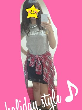 「earth music&ecology（アースミュージックアンドエコロジー）のアイテム（Tシャツ/カットソー、グレー系）」を使った、harapeko3さん（レディース・161cm）の秋コーディネート