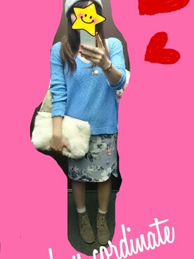 「31 Sons de mode（トランテアン　ソン　ドゥ　モード）のアイテム（スカート、ブルー系）」を使った、harapeko3さん（レディース・161cm）の秋コーディネート