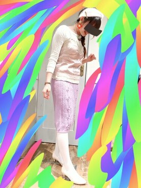 「usedのアイテム（スカート、パープル系）」を使った、harapeko3さん（レディース・161cm）の春コーディネート
