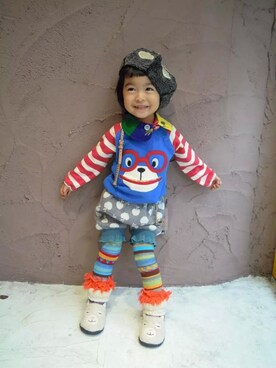 「BOOFOOWOO」｜「アイテム（スウェット）」を使った、touma_mamaさん（キッズ・90cm）の冬コーディネート