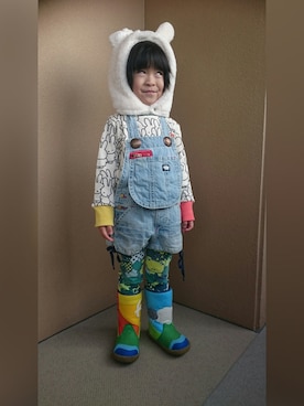 「BOOFOOWOO」｜「アイテム（スウェット）」を使った、touma_mamaさん（キッズ・100cm）の冬コーディネート