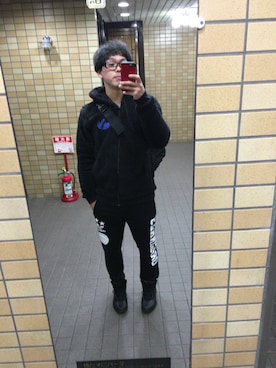 「adidas（アディダス）のオリジナルス フリースジャケット[BOA FLEECE ZIP UP]（ブルゾン、ブラック系）」を使った、degucchanさん（メンズ・174cm）の冬コーディネート