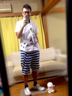 「FRAPBOIS」｜「アイテム（PC・スマホグッズ/家電）」を使った、じーこさん（メンズ・165cm）の夏コーディネート