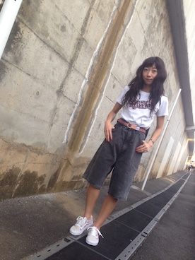 「old skool」｜「アイテム（パンツ）」を使った、ねっこさん（レディース・160cm）の夏コーディネート