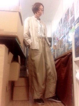 「BEAMS BOY（ビームスボーイ）の【予約】BEAMS BOY / レザー ワイドブレスレット（ブレスレット）」を使った、ねっこさん（レディース・160cm）の春コーディネート