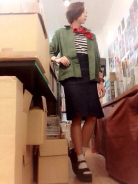 「BEAMS BOY（ビームスボーイ）の【予約】BEAMS BOY / レザー ワイドブレスレット（ブレスレット）」を使った、ねっこさん（レディース・160cm）の春コーディネート