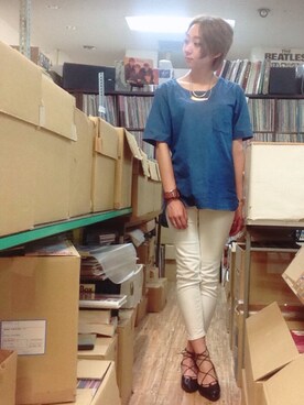 「BEAMS BOY（ビームスボーイ）の【予約】BEAMS BOY / レザー ワイドブレスレット（ブレスレット）」を使った、ねっこさん（レディース・160cm）の夏コーディネート