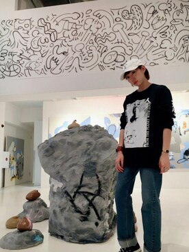 「BEAMS BOY（ビームスボーイ）の【予約】BEAMS BOY / レザー ワイドブレスレット（ブレスレット）」を使った、ねっこさん（レディース・160cm）の秋コーディネート