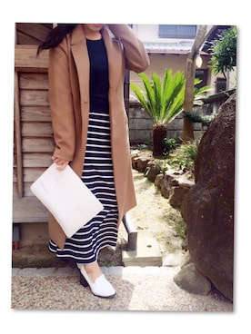 「KOBE LETTUCE」｜「アイテム（チェスターコート）」を使った、愛さん（レディース・163cm）の春コーディネート