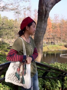 「cotton on」｜「アイテム（バッグ）」を使った、coralinestyleさん（レディース・165cm）の冬コーディネート