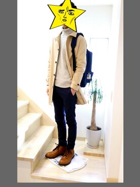 「アイテム（ステンカラーコート）」を使った、kagerouさん（メンズ・176cm・10代）の冬コーディネート