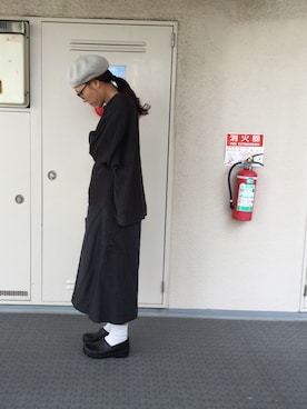 「無地党」｜「アイテム（ハンチング/ベレー帽）」を使った、Chi-☆さん（レディース・167cm）の秋コーディネート