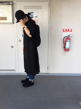 「無地党」｜「アイテム（シャツワンピース）」を使った、Chi-☆さん（レディース・167cm）の秋コーディネート