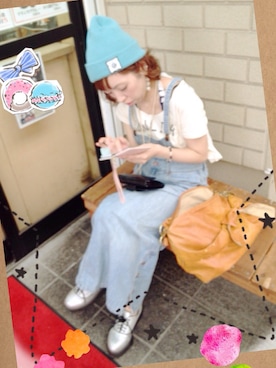 「OLIVE des OLIVE（オリーブデオリーブ）のアイテム（サロペット/オーバーオール）」を使った、Aiさん（レディース・151cm）の夏コーディネート