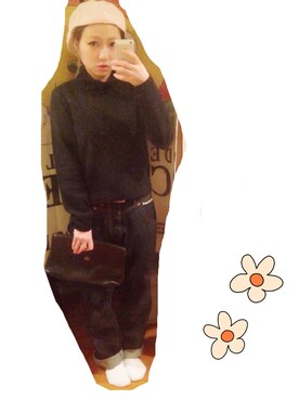 「黒タートルネック」｜「アイテム（アナログ腕時計）」を使った、mayerさん（レディース・154cm）の秋コーディネート