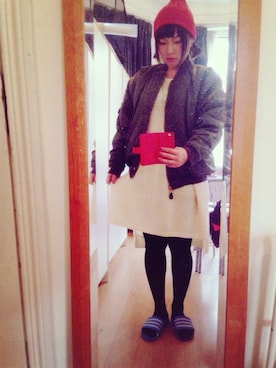「MONKI（モンキ）のアイテム（ドレス）」を使った、mayerさん（レディース・154cm）の秋コーディネート
